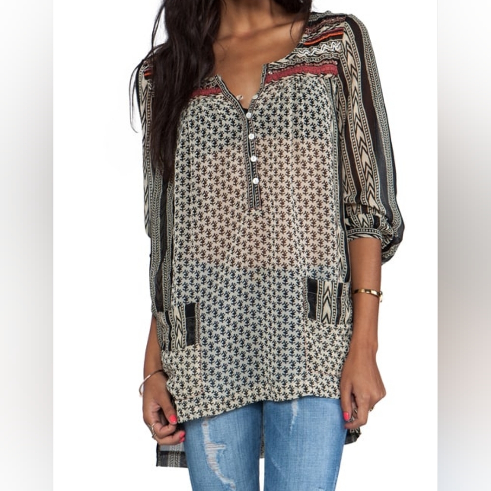 Free People Feather in the Wind Top in Tea Combo Size XS